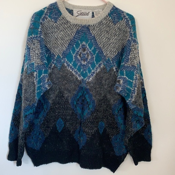 VINTAGE CREWNECK PATTERNED UNISEX SWEATER SIZE L - Picture 1 of 7